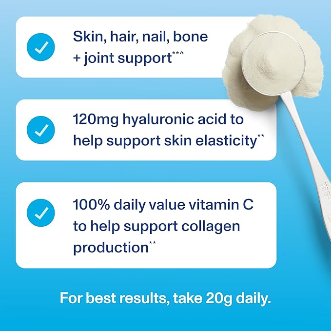 Vital Proteins Collagen Peptides Powder Advanced with Hyaluronic Acid & Vitamin C - 20oz Collagen Protein, Unflavored, 27 Servings