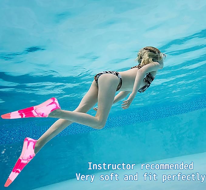 Kids Swim Fins,Short Comfortable Flippers for Lap Swimming and Training for Child,Girls,Boys,Beginners