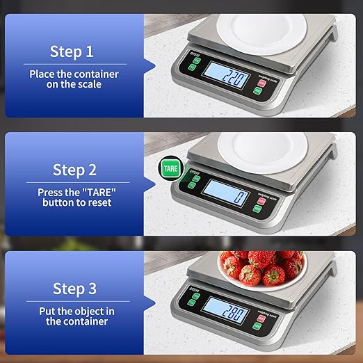 Large Kitchen Scale 40kg Food Scales for Kitchen with Tare and Pcs Funtion 88lbs Stainless Stee Tray Baking Scale for Cooking with Adapter, 6 Units(Silver, 40kg)