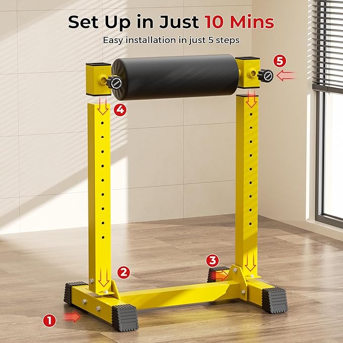BODYRHYTHM Bulgarian Split Squat Stand, Single Leg Squat Roller Stand with 9 Adjustable Roller Heights for Squats, Leg Lunges, Lower Body Training.