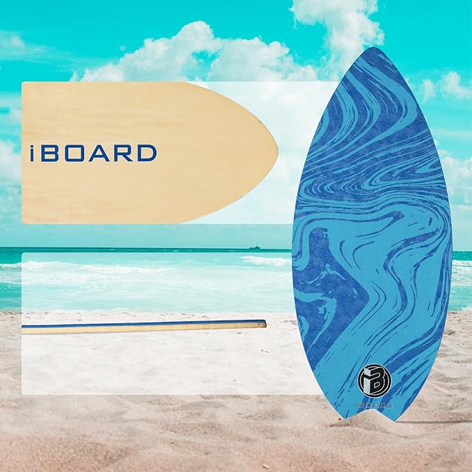 41” Skipper Skimboard with High Gloss Coat Wooden Skim Boards for Beginners, Teenagers and Adults Beach Skimboard 3 Color Traction Pad to Choose