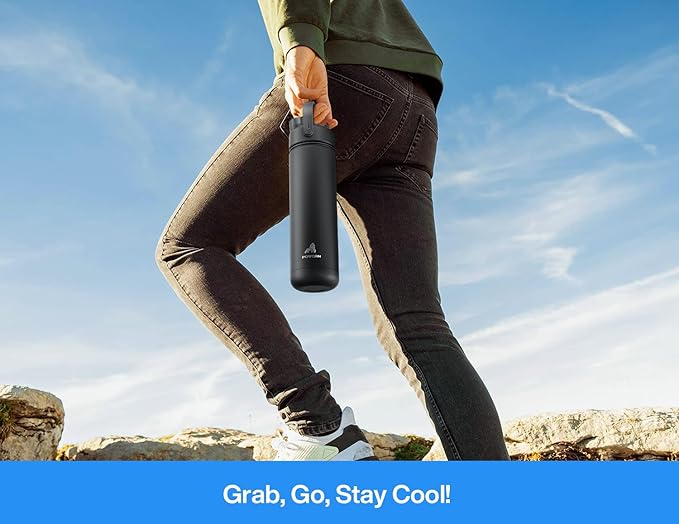 26 oz Insulated Water Bottle with 2-in-1 Straw and Spout Lid, Keep Cold 24H, Leak-Proof, Fits in Car Cup Holder, Stainless Steel Water Bottle for Sports, Travel, and School (Sea Breeze)