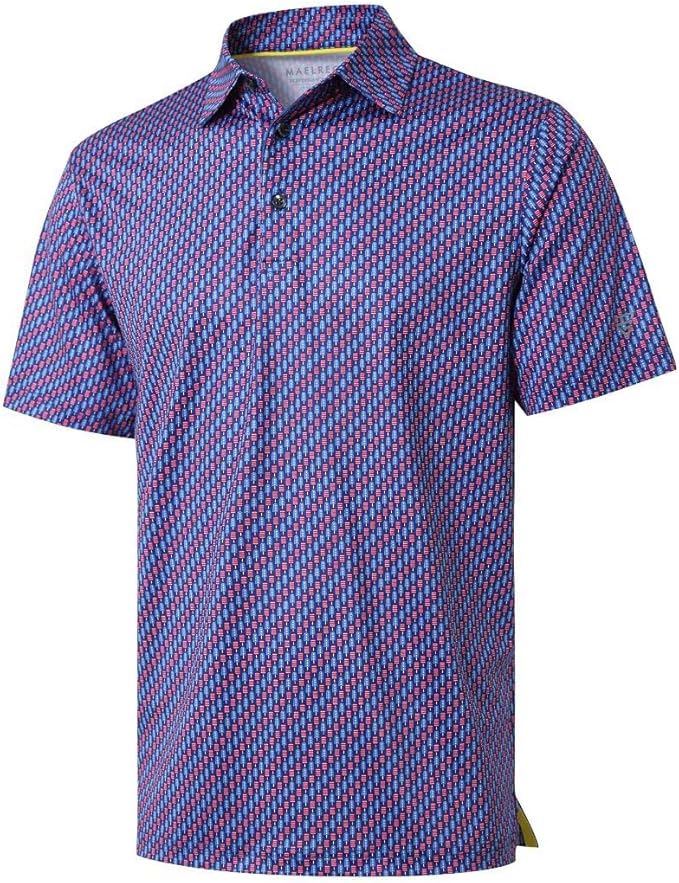 Men's Golf Polo Shirts Short Sleeve Striped Performance Moisture Wicking Dry Fit Golf Shirts for Men