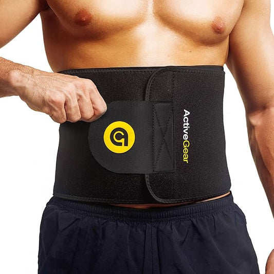 ActiveGear Premium Waist Trimmer & Trainer Belt for Men and Women - Sweat-Enhancing Slimming Wrap for Stomach, Adjustable Fit