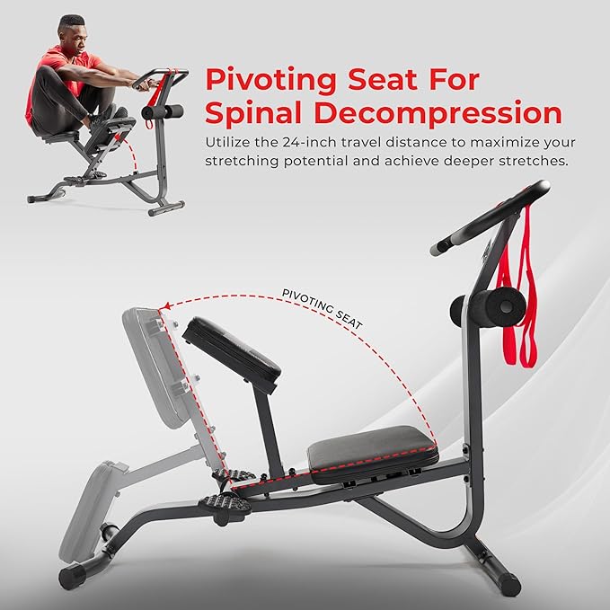 Sunny Health & Fitness Full Body Traction & Stretch Decompression Bench/Table Machine for Lumbar Stretching, Lower Back Pain Relief, Improved Posture Correction, Rehab, Spinal Compression, Flexibility