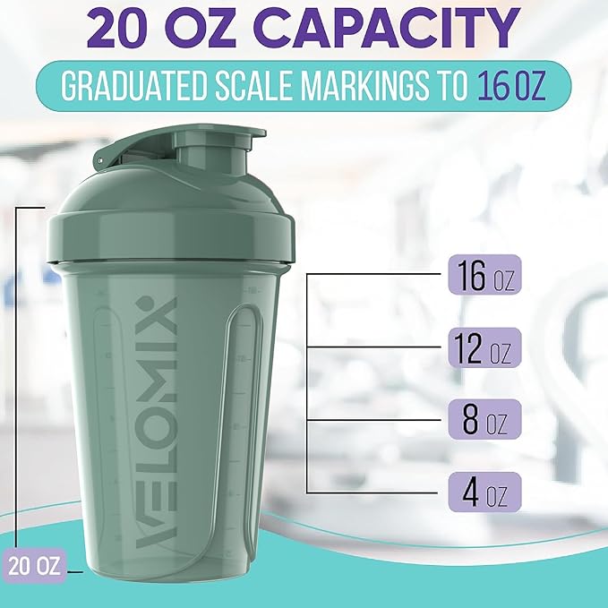 '-6 PACK- 20 OZ Protein Shaker Bottles for Protein Mixes, Shaker Cups for Protein Shakes, Small Shaker Bottle Pack, Shaker Cup, Shakers for protein Shakes (Nature Tones - 6 Pack)