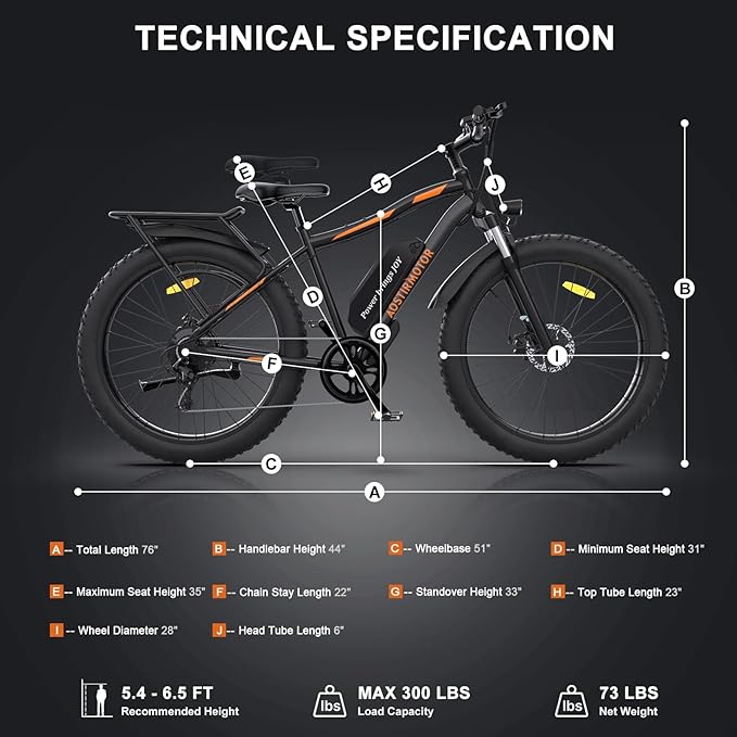 aostirmotor 750W Electric Bike for Adults 26"×4" Fat Tire Electric Bike 48V 13AH Lithium Battery Adult Electric Bicycles, 28MPH E Bike for Adults, Shimano 7 Speed Electric Mountain Bike