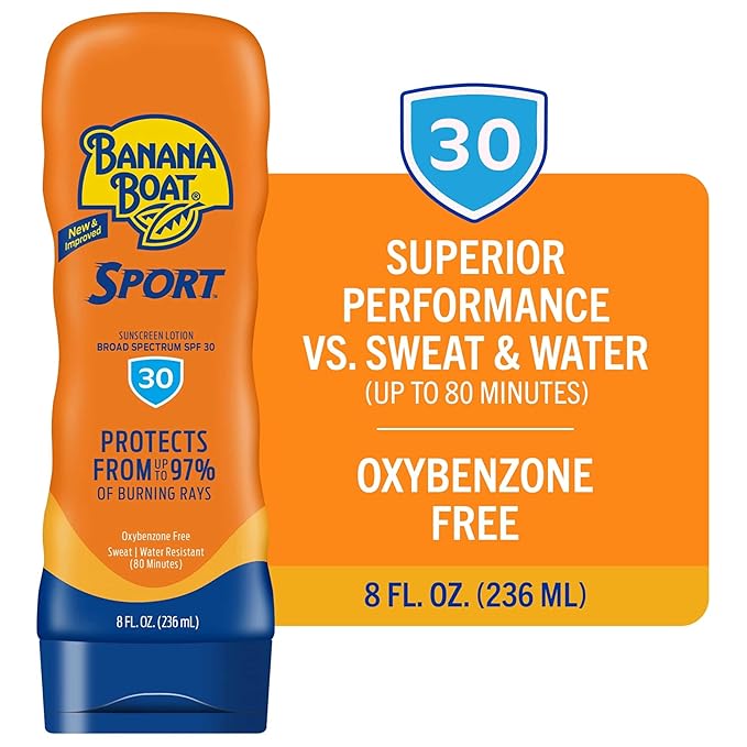 Banana Boat Sport Ultra SPF 30 Sunscreen Lotion, 8oz | Banana Boat Sunscreen SPF 30 Lotion, Oxybenzone Free, Sunblock, Water Resistant, 8oz