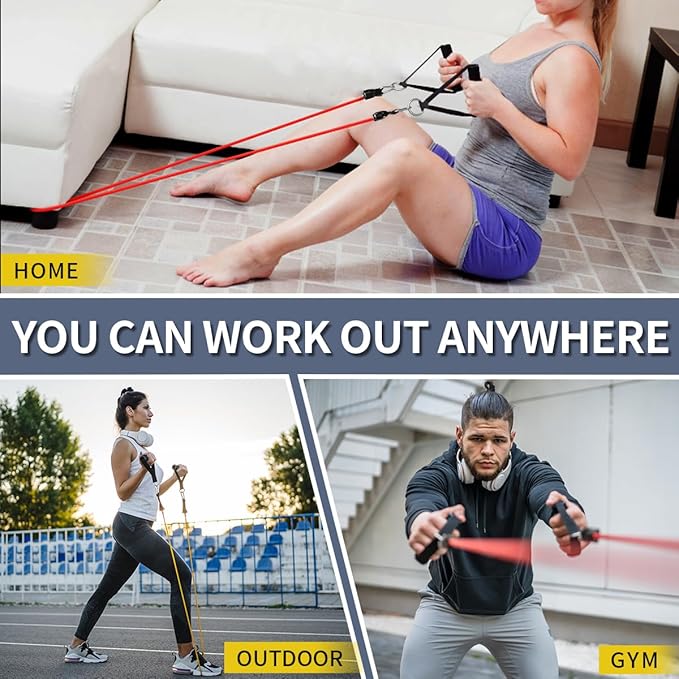 WHATAFIT Resistance Bands, Exercise Bands，Resistance Bands for Working Out, Work Out Bands with Handles for Men and Women Fitness, Strength Training Home Gym Equipment