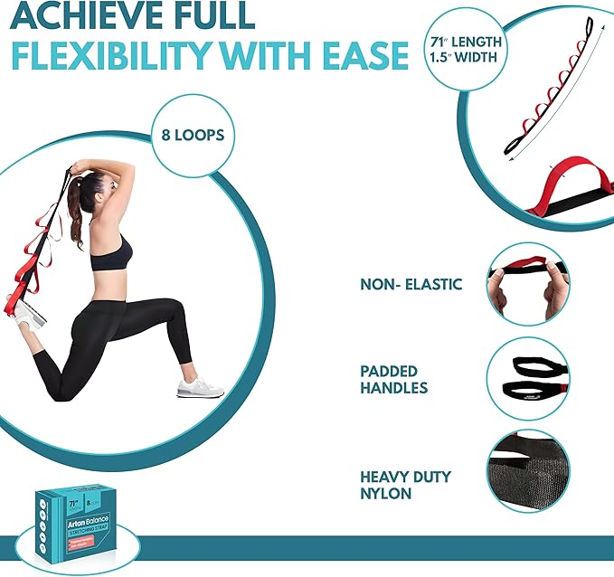 Stretching Straps for Flexibility, Balance, and Leg Stretching – Multiple Styles for Yoga, Ballet, Dance, Gymnastics & Physical Therapy