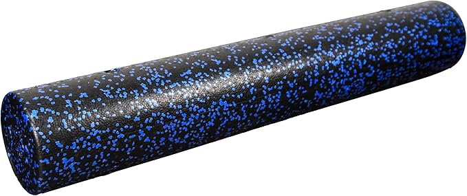 High-Density Round Foam Roller for Muscle Soreness Recovery, Exercise, Massage - 18", 24", 36" Blue Fleck (36 Inch)
