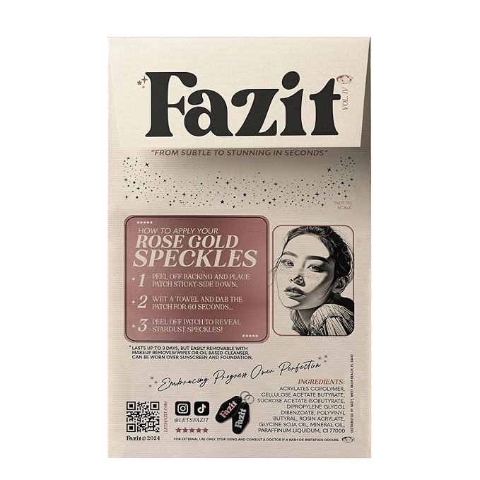 Fazit Makeup Patches - Rose Gold - Face Glitter Makeup Speckles - Glow Up Makeup Patches - Face Glitter Speckles Patches - Cute Glitter Makeup Accessories for Women - Cosmetic Glitter for Face