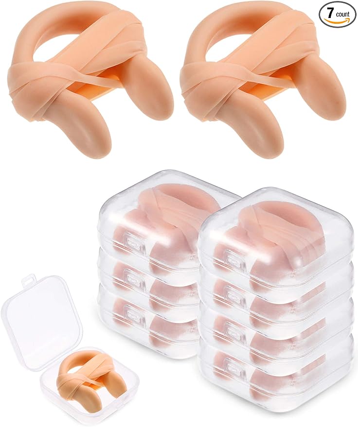 7 Pieces Swimming Nose Clip Silicone Nose Plug Protector with Elastic Rope for Kids and Adults Swimming Using