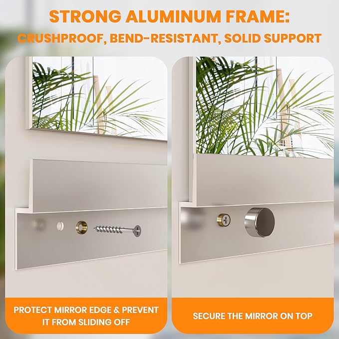 ROOMTEC Workout Mirrors for Home Gym 60"x30"-2PCS, Large Wall Mirror Full Length for Fitness, Yoga, Big Wall Mounted Frameless Glass Mirror for Garage, Dance Studio, Bedroom