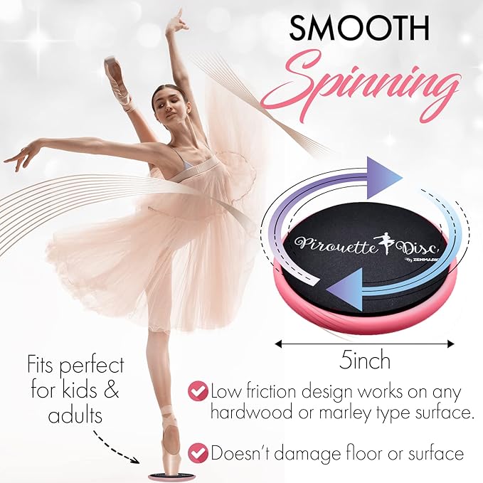 Ballet Pirouette Disc for Dancers - Portable Turn Disc for Dancing on Releve, Gymnastics and Ice Skaters - for Better Pirouette Technique, Releve, Turns and Dance Spinning