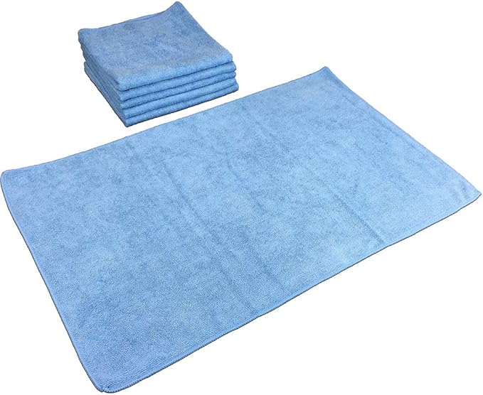 Arkwright Microfiber Gym Towel - Pack of 12 - Super Soft, Quick Dry Workout Sweat Towels, 300 GSM Lightweight & Absorbent for Sports, Working Out, Yoga, and Spa, 16 x 27 in, Blue