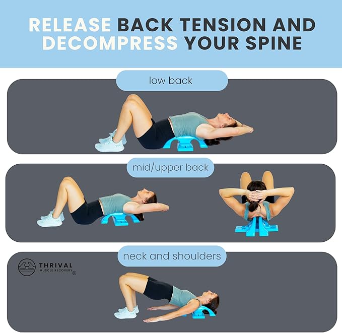 Thrival Arch Back Stretcher - Specialized Psoas Muscle Release Tool for Hip Flexor, Back, Glute, Iliacus, and Neck - Spine Decompressor, Trigger Point, and Myofascial Release – Blue