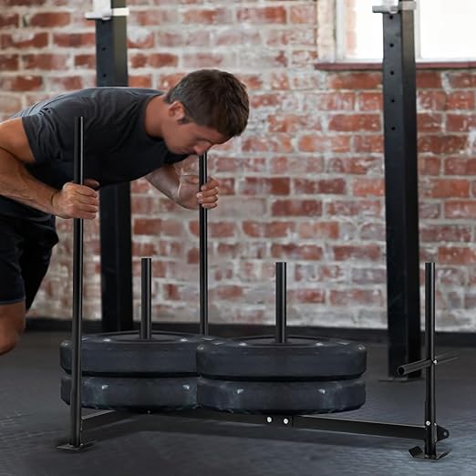 Weighted Training Pull Sled Fit for 1-2 Inch Plates, Sled Workout Equipment, Sport Power Sled for Athletic Exercise and Speed Improvement,300LB