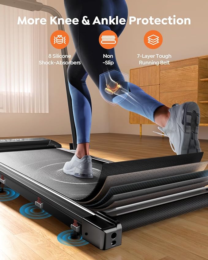 Walking Pad Treadmill with Incline, 2 in 1 Foldable Treadmills for Home Small Office, 300lbs Portable Compact Under Desk Treadmill with App, Remote Control and LED Display