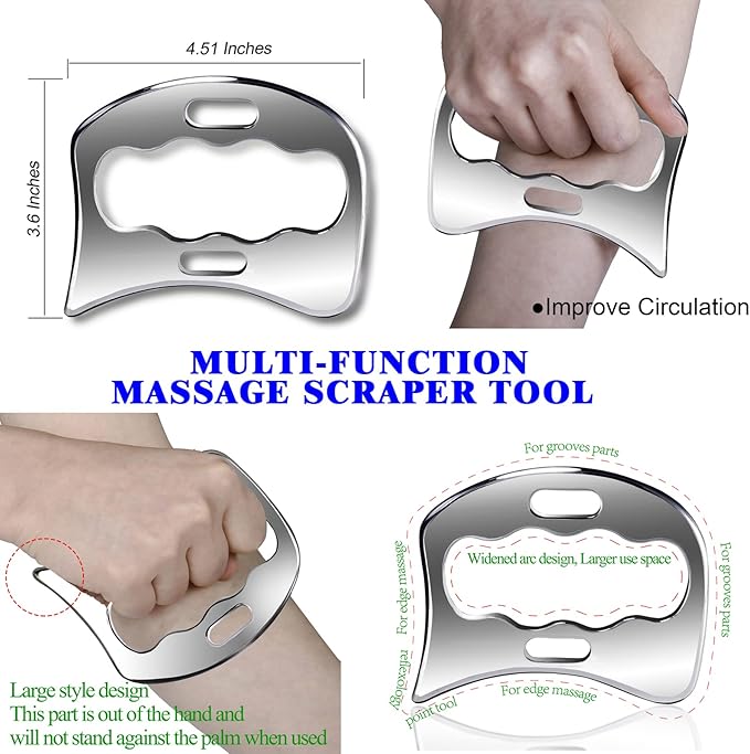 BYYDDIY 4 in 1 Muscle Scraper Tool Kit,Scraping Massage Tools for Physical Therapy,Derma Edge Massage Tool & GuaSha Massage Scraper Tool