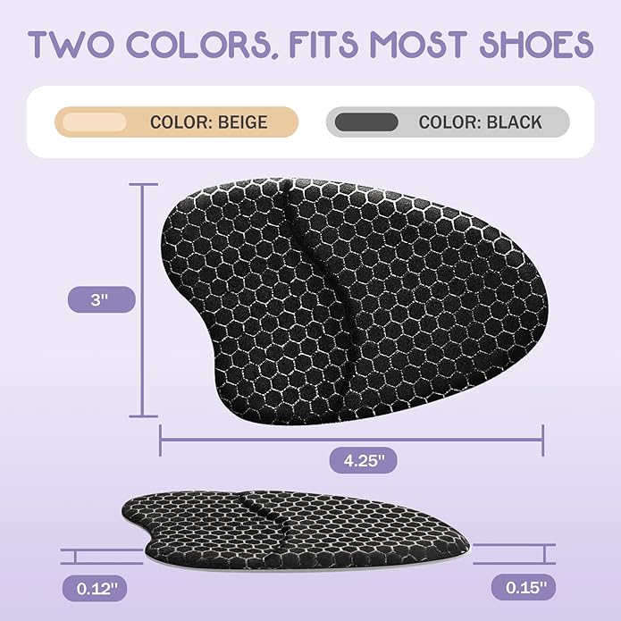 Metatarsal Pads for Women, Ball of Foot Cushions, Heel Inserts, High Heel Comfort Pads (2 Pairs), Anti Slip, Invisible Design