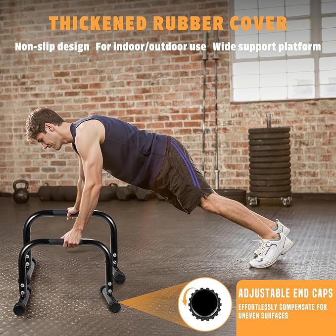 AmazeFan Parallettes Bars, 12'' High Steel Push Up Bar Strength Training For Handstands, Calisthenics Bars & Dip Bars, Calisthenic, Push Up Stands Handle for Floor Workouts Calisthenics Equipment ﻿