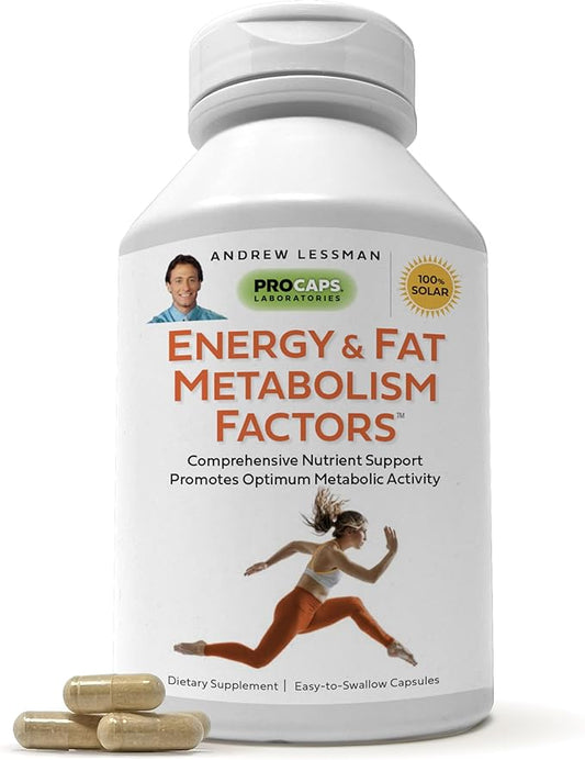 ANDREW LESSMAN Energy and Fat Metabolism Factors - 360 Capsules - Promotes Optimum Fat and Energy Metabolism, with Carnitine, Green Tea, Guarana, Ginseng, B-Complex. Easy to Swallow Capsules