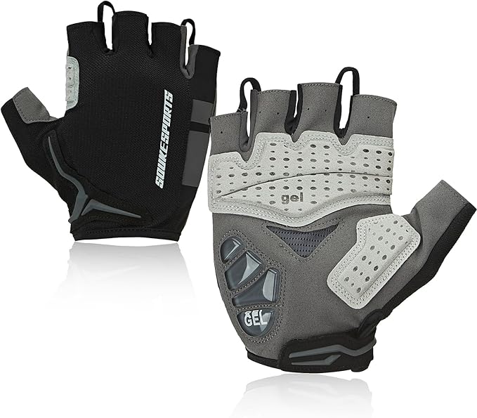 Souke Sports Mens Cycling Gloves with Gel Pads Half Finger Bike Gloves Lightweight Anti-Slip Shock-Absorbing for MTB Road Biking