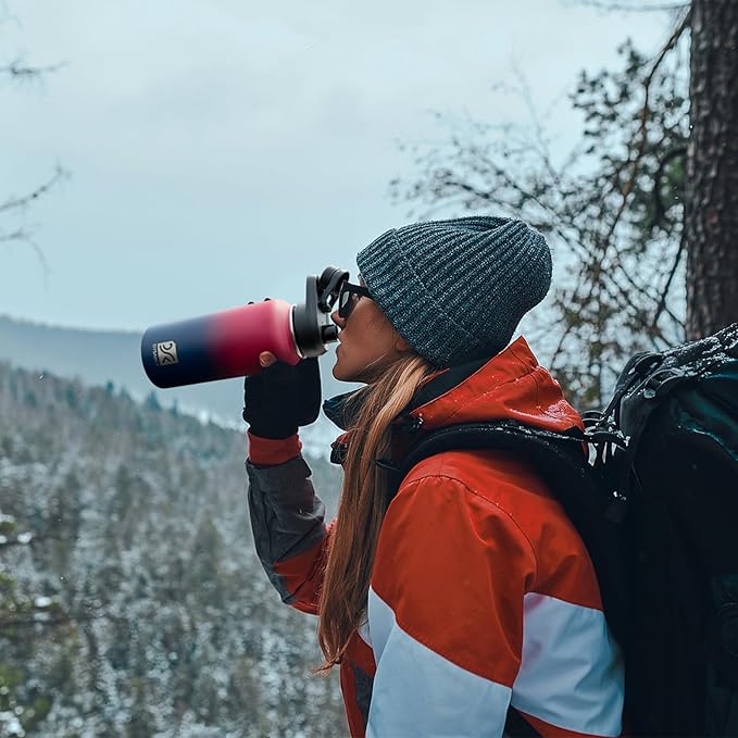 Insulated Water Bottle | Thickened Stainless Steel Vacuum Metal | Portable Sports Water Jug for Gym and Hiking with Straw, Carrier Bag, Handle Strap | BPA-Free 32 oz