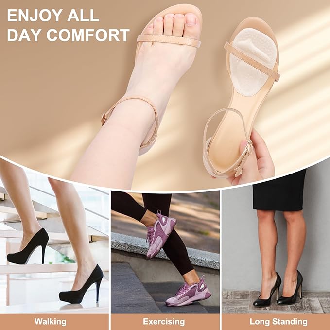 Ball of Foot Cushions, Metatarsal Pads Women, High Heels Non-Slip Comfort Pads, Shoe Support for Metatarsalgia Mortons Neuroma Pain Relief (2 Pairs)