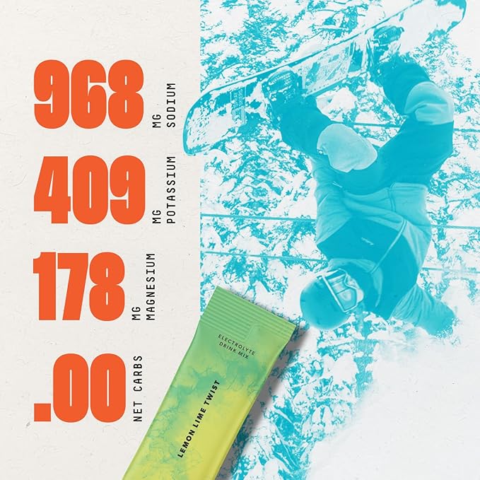 Keto Chow SALTT Electrolytes Powder Packets, Lemon Lime Twist (30 Hydration Packets) - Magnesium, Potassium, Sodium, Trace Minerals - Vegan, Sugar & Gluten Free - Travel Essentials - Made in USA