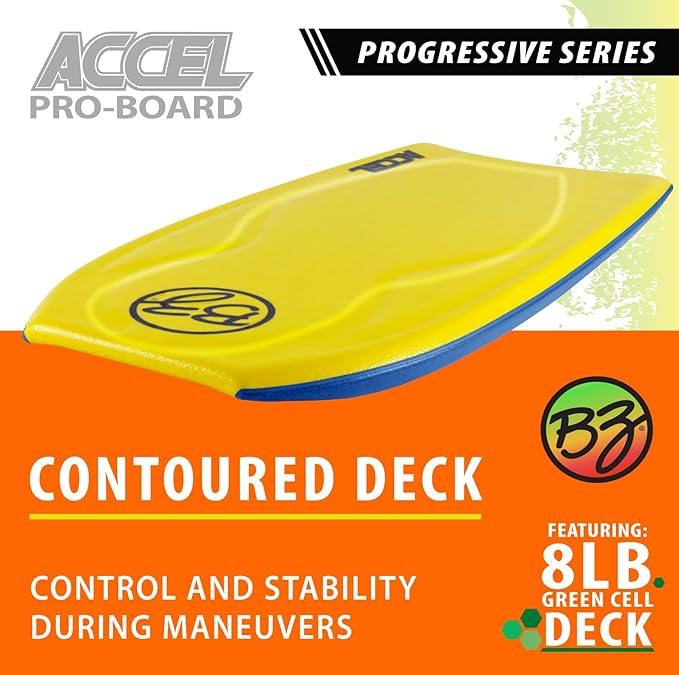 BZ Bodyboards - Accel Pro Board - Crescent Tail, Slick Bulbs, Contoured Deck Cutting Edge, High Performance - Advanced Riders