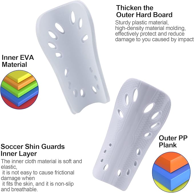 ANCIRS 2 Pair Soccer Shin Guards for Youth, Breathable Shin Guard Sleeves for Football Games, Protective EVA Cushion for Youth Men & Women
