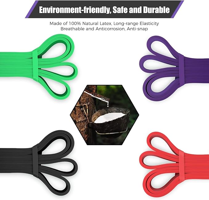 VEICK Resistance Bands for Working Out, Exercise Bands, Workout Bands, Pull Up Assistance Bands, Long Heavy Stretch Bands Set for Men and Women, Power Weight Gym at Home Fitness Equipment