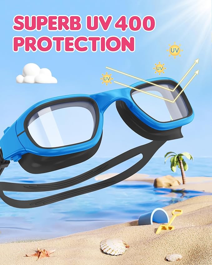 Kids Swim Goggles,Swimming Goggles for Kids 6-14, Anti-Fog UV Protection Pool Glasses for Boys Girls