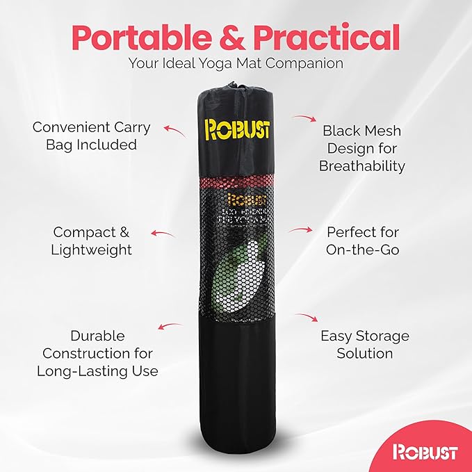 Robust Non-Slip Yoga Mat with Strap, 1/4" Thick TPE Eco-Friendly Workout Mat for Yoga with Position Lines and Texture Surface, Gym Mat for Women, Men, Pilates and Exercises Anti-Tear Sweat-Proof Exercise Mat