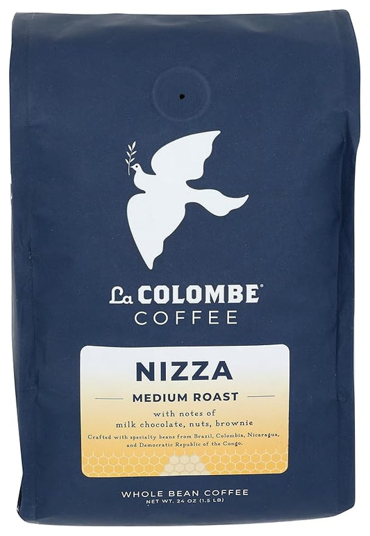 La Colombe Nizza Medium Roast Whole Bean Coffee - Notes of Milk Chocolate, Nuts & Brownie with Honey-Sweet Roasted Nuttiness, 24 Ounce (Pack of 1)