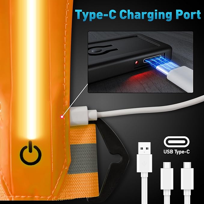 LED Reflective Vest Safety Gear, Light Up Vest for Night Walking Cycling, High Visibility Running Vest with Reflective Strips