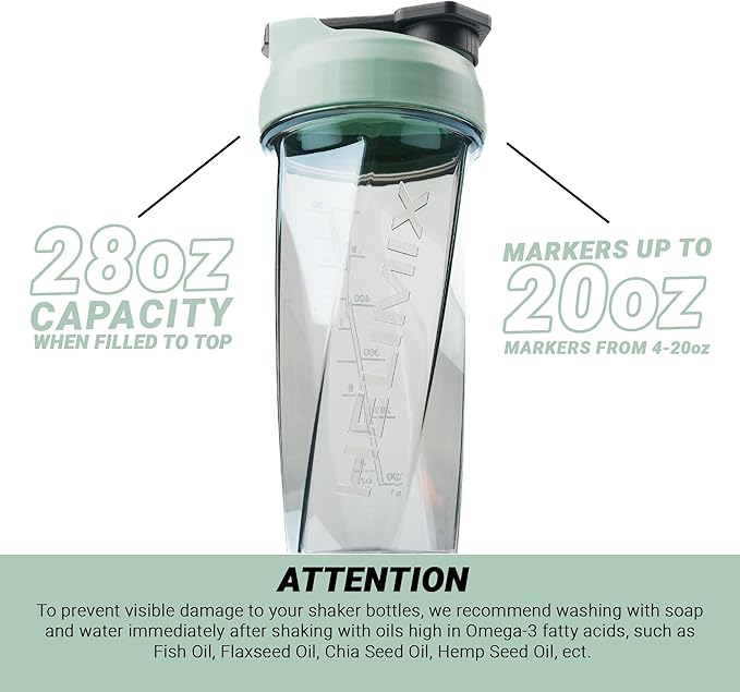 HELIMIX 2.0 Vortex Blender Shaker Bottle Holds upto 28oz | No Blending Ball or Whisk | USA Made | Portable Pre Workout Whey Protein Drink Shaker Cup | Mixes Cocktails Smoothies Shakes | Top Rack Safe