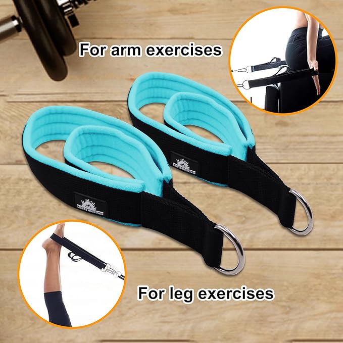 1 Pair Enhanced Pilates Double Loop Straps for Reformer, Thickened D-Ring Handle Straps, Yoga Exercise Accessories in 2 Lengths and Multicolor for Home Gym Workout