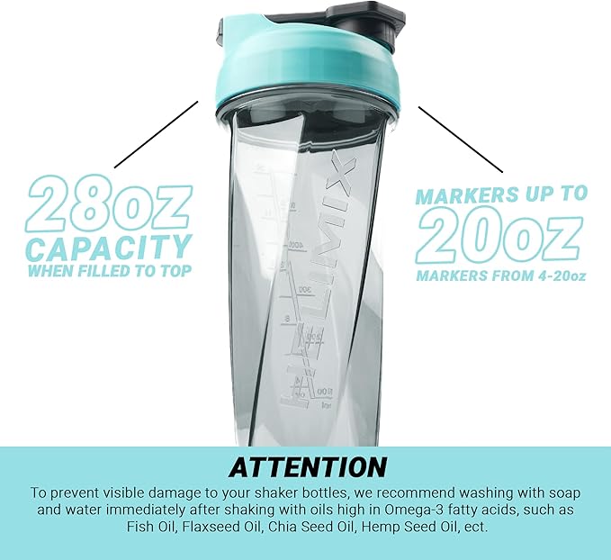 HELIMIX 2.0 Vortex Blender Shaker Bottle Holds upto 28oz | No Blending Ball or Whisk | USA Made | Portable Pre Workout Whey Protein Drink Shaker Cup | Mixes Cocktails Smoothies Shakes | Top Rack Safe