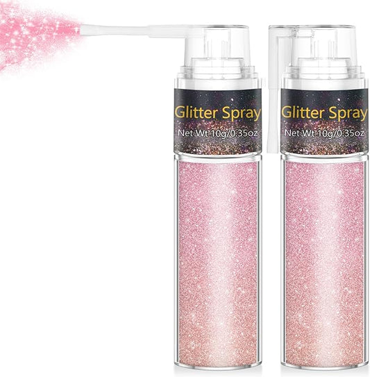 Hair and Body Glitter Spray, 1PC Pink Hair Glitter Extra Fine Face Shimmer Powder for Clothes, Festival Loose Sparkle Powder for Rave Clothes Nail Art Easter Halloween Crafts (Pink)