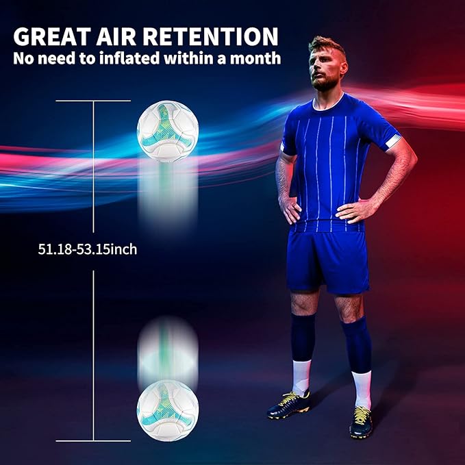 SHOKE Soccer Ball Size 5 Official Size Soccer Ball Thermal Bonded Training Slip Resistant