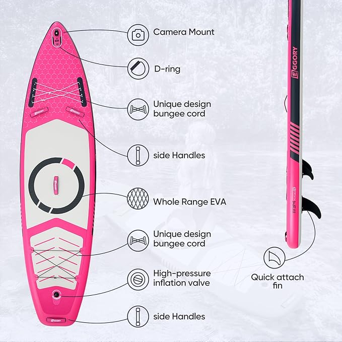 Inflatable Paddle Board,Stand Up Paddle Board Set, Extra Wide SUP Board with Removable Fin, Floating Paddle, Hand Pump, Waterproof Phone Pouch,Traveling Board