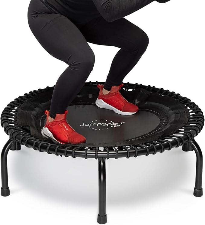 JumpSport 350 PRO Indoor Heavy Duty Fitness Trampoline, 39-inch | 36 Premium EnduroLast 4 Elastic Cords | Customized Bounce with 7 Settings | 300 lb Wt. Rating | 60-Day Free Trial to 350+ Videos