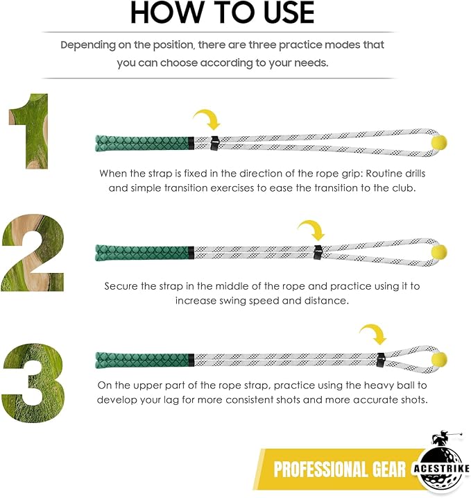 Golf Rope Swing Trainer, Golf Tyro Posture Corrector Professional Golf Training Aid, Master Tempo Golf Warm-Up Practice Equipment with Weighted Ball for Golfers of All Levels