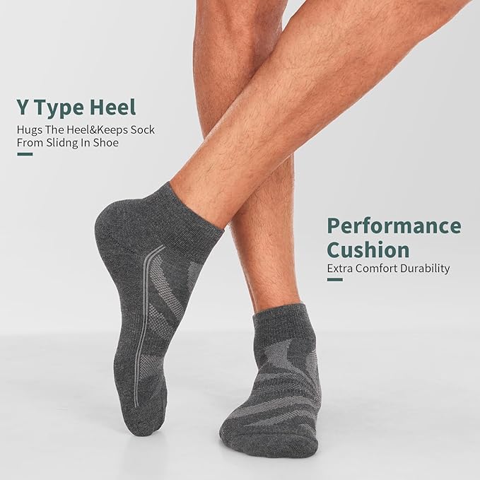 Lapulas 6 Pack Men's Ankle Socks with Cushion, Cotton Quarter Socks for Sport Training Running