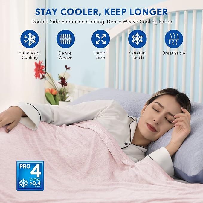 HOMFINE Cooling Blankets for Hot Sleepers - Summer Blanket Thin Lightweight Breathable Soft Double Side Enhanced Cooling for Bed Couch Sofa, Keep Cool for Night Sweats (Pink, 108 x 90 inches)