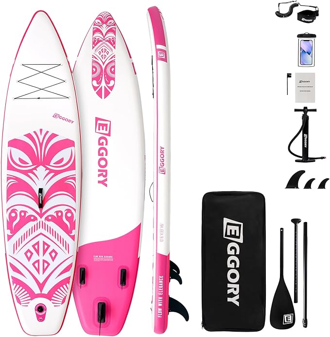Inflatable Paddle Board,Stand Up Paddle Board Set, Extra Wide SUP Board with Removable Fin, Floating Paddle, Hand Pump, Waterproof Phone Pouch,Traveling Board