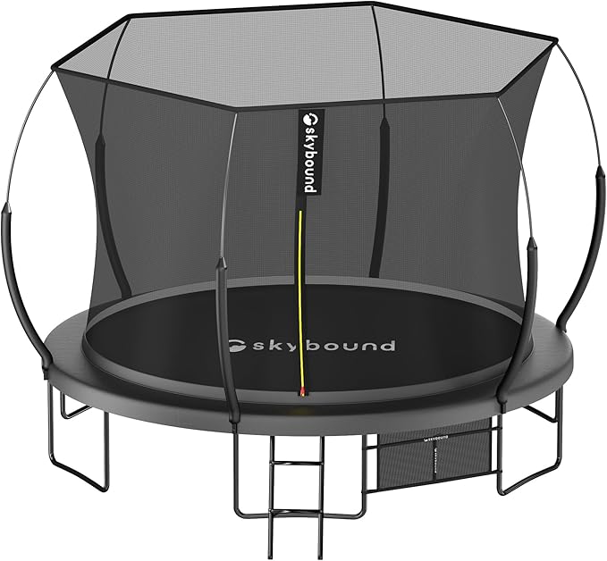 SkyBound 14 FT 12 FT 10FT 8FT 6FT Springless Trampoline for Kids and Adults - Recreational Trampolines with AntiRust Coating - Bungee Cords Outdoor Trampoline for Kids - No-Gap Design Zipper System